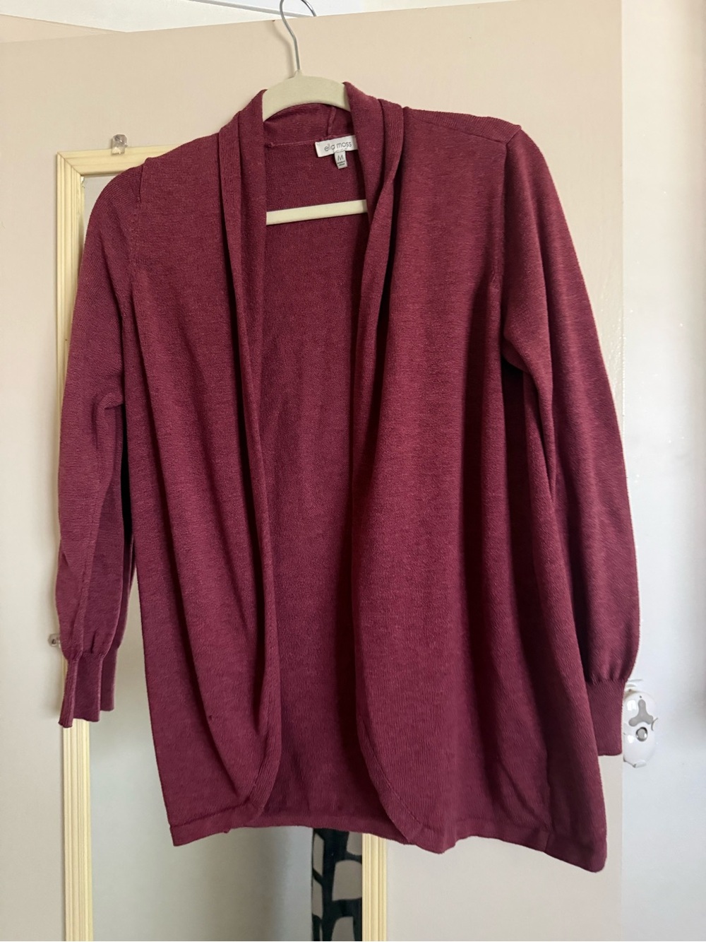 Ella Moss Open-Front Cardigan Sweater - Burgundy